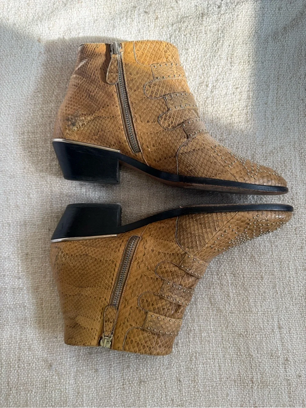 Chloé Susanna in Python  Leather Studded Ankle Boots Sz 7 ⭐️